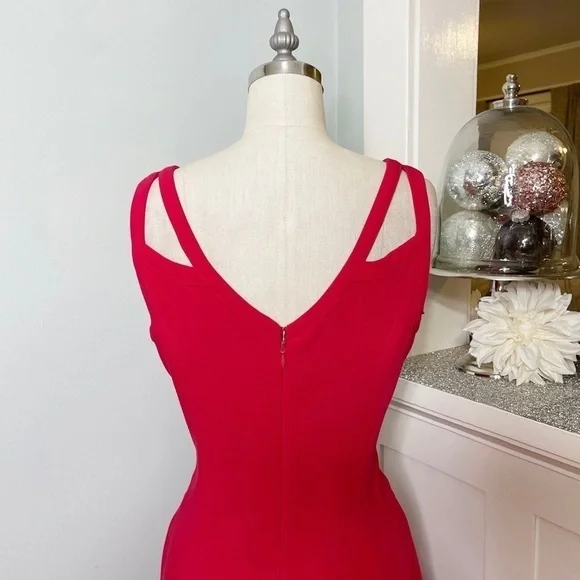 White House Black Market Red Fit & Flare Party Dress 4 Small - Picture 8 of 12